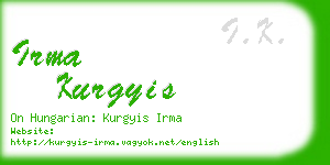 irma kurgyis business card